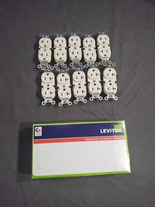 Box of (10) Leviton Res. Duplex Receptacles 20A almond Outlets - Picture 1 of 12