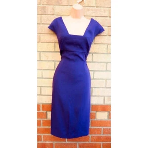 Rochelle Humes Purple Square Neck Short Sleeve Tailored Party Bodycon Dress 14 L - Picture 1 of 10