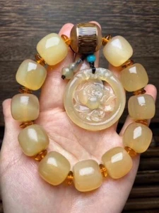 100% natural High mountain Sheep horn 16mm Bucket beads Pendant bracelet 90009 - Picture 1 of 6