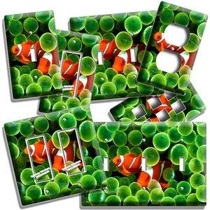 CLOWNFISH GREEN ANEMONE CORAL LIGHT SWITCH OUTLET WALL PLATE AQUARIUM ROOM DECOR - Picture 1 of 33