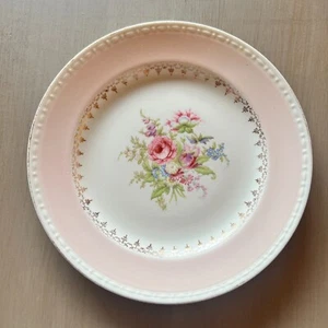 Vintage Homer Laughlin Eggshell Georgian Plate Pink Roses Floral 9" D48N5 Salad - Picture 1 of 8
