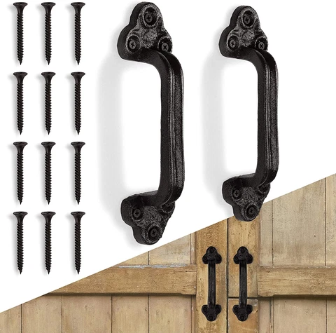 Large Rustic Gate Handles set Of 2 Black Farmhouse Cast Iron Metal Grab Bar Ba Cover