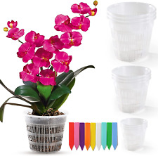 Orchid Pots with Holes - 9 Pack Clear Plastic Orchid Pots for Repotting-3 Sizes 