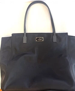 Kate Spade Blake LARGE Black Nylon Zip Top Shoulder Tote Bag 12 x 13 x 4 - Picture 1 of 12