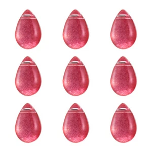 200pcs Red Teardrop Transparent Glass Charms Glitter Gold Powder Pendants 9x6mm - Picture 1 of 7
