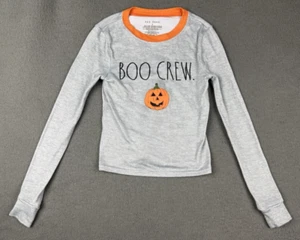 Rae Dunn Halloween Pajamas PJs Top size 6 Jack-o'-lantern Pumpkin Boo Crew Gray - Picture 1 of 6