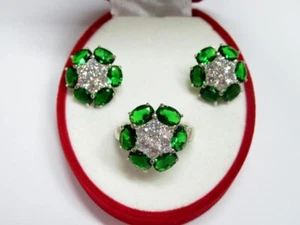 Vintage Russian Set Earrings Ring Sterling Silver 925 , Women's Jewelry 13.68 gr - Picture 1 of 8
