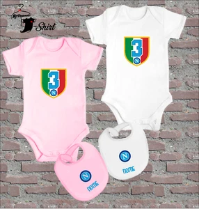 COORDINATO BODY BAVAGLINO NEONATO NAPOLI SCUDETTO CON NOME IDEA REGALO - Imagen 1 de 4