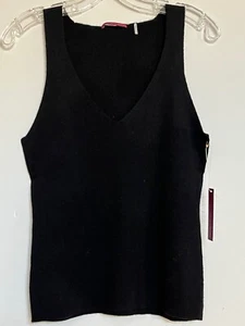 Cashmere Cashmere brand black sleeveless V-neck ribbed sweater vest sz M - Picture 1 of 5