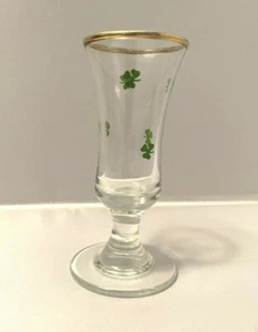 Stemmed Shot Glass Shamrock Clover Leaf Design 3.25" Tall Pre-owned - Picture 1 of 3