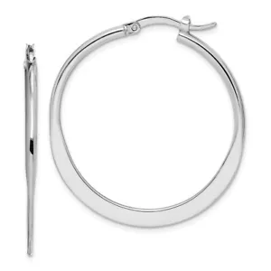 35mm Sterling Silver Rhodium Plated Polished Hoop Earrings - Picture 1 of 6