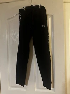 Puma Black Big Boy Youth Athletic Joggers Pants Sweatpants Size M  10- 12 - Picture 1 of 5