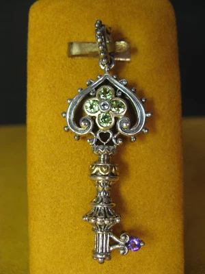 BARBARA BIXBY KEY FLOWER PERIDOT AMETHYST TOPAZ ENHANCER PENDANT Gemstone Gift - Image 1 of 3