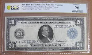 Fr 1011A 1914 $20 Federal Reserve - San Francisco - PCGS VF 20 - Free Shipping! - Picture 1 of 2
