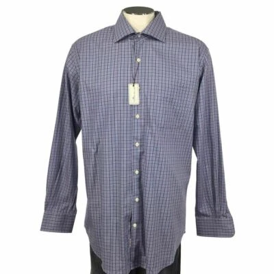 NWT Peter Millar Button Shirt L Blue Pink Plaid Golf Work Dress Mens $125 - Image 1 of 4