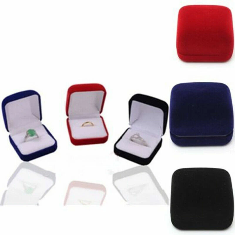 Samt Ringschachtel Ringschatulle Ringetui Ringbox Trauringetui Schmuckkästchen - Bild 1 von 1