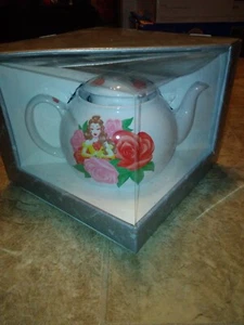NIB Disney Parks Beauty and the Beast Princess Belle Roses Floral Teapot. - Picture 1 of 3