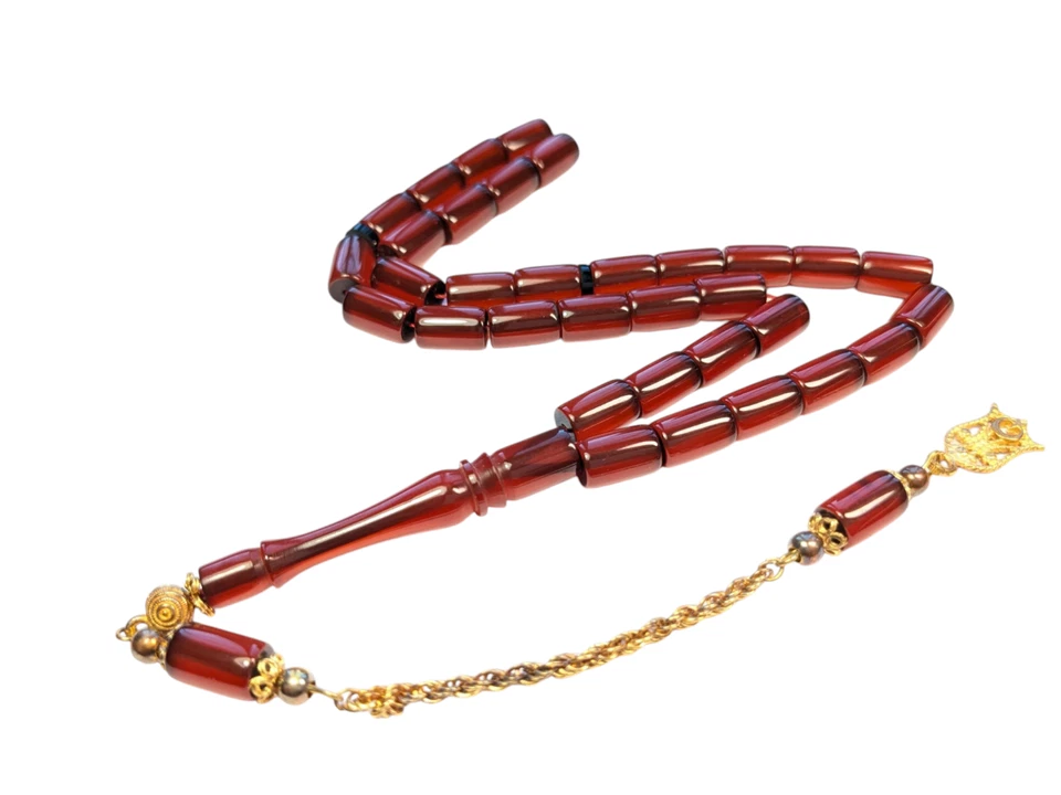 Vergoldete 925 Silber Quaste verziert Türkische Gebetsperlen, SIKMA Tesbih 948 - Bild 1 von 4