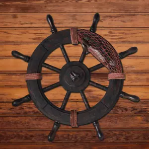 Schiffsrad Antik Steuerrad Schiffsteuerrad 45cm Schiff Piraten Deko Boot Holz - Bild 1 von 12