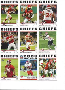 2004 TOPPS KANSAS CITY CHIEFS TEAM SET Green Priest Holmes Tony Gonzalez 13 - Foto 1 di 1