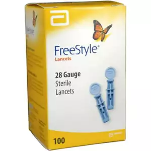 Freestyle Sterile Lancets Made Very Thin Stainless Steel 28 Gauge 100 ct 3 Pack - Picture 1 of 2