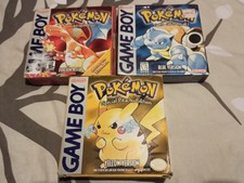 Pokemon Yellow, blue and red Version (Nintendo Game Boy, 1998) Complete In Box