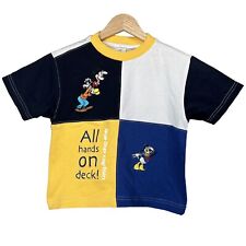 Vintage Disney Mickey Mouse Goofy Donald Duck Sailing Colorblock T Shirt Size 4T