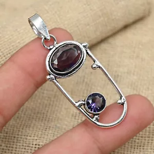 Lush Africano Ametista Gemma 925 Argento Sterling Fatto a Mano Ciondolo - Foto 1 di 5