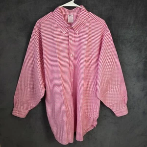 Brooks Brothers Makers Shirt Men 18.5-35 Button Up Pink Gingham Check USA Made - Picture 1 of 9
