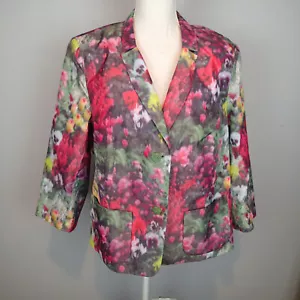 PETER NYGARD MULTI-COLOR GEOMETRIC DESIGN 3/4 SLEEVE blazer jacket - Picture 1 of 12