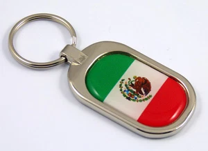 Llavero con bandera de México metal cromado llavero llavero mexicano - Imagen 1 de 2
