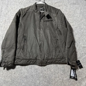 NWT Black Rivet Faux Leather Jacket GIII Mens L Bomber Wilson’s Leather Full Zip - Picture 1 of 9