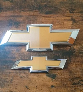 OEM 2015-2020 Chevy Tahoe Chrome Yellow Front Rear Tailgate Bowtie Emblems - Picture 1 of 12