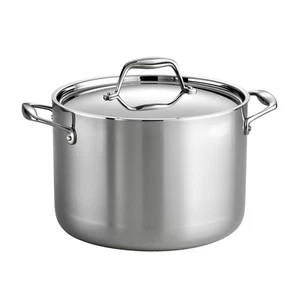 Tri-Ply Pentola Stock in Acciaio Inox Rivestita da 8 Quarti con Coperchio, Passata Pronta per Induzione... - Foto 1 di 9