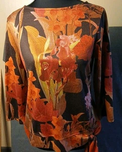 Camisa mediana Chico's para mujer manga 3/4 multicolor floral cuello barco talla XS - Imagen 1 de 7