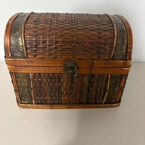 Vintage geflochtene Dose Schatztruhe Box Deko Schmuck Aufbewahrung Halter rustikal - Bild 1 von 16