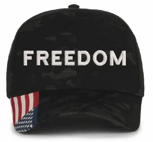 Freedom Charlie Kirk bestickter verstellbarer Hut mit USA-Flaggenkrempe KOSTENLOSER AUFKLEBER - Bild 1 von 12