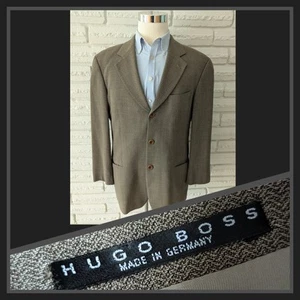 🇩🇪 Hugo Boss Medium 40R Grey Brown Wool Blazer Vintage Made in Germany - Picture 1 of 14