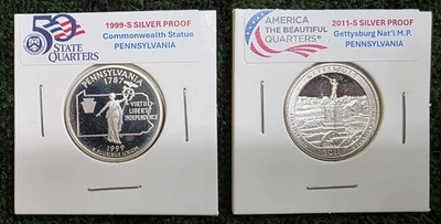 State of Pennsylvania: Two Proof Silver Quarters - 1 Statehood & 1 ATB Quarter! - Image 1 of 4