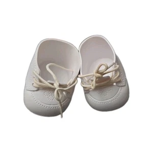 Cabbage Patch Kids Doll Vtg Coleco White Plastic Shoes Oxford High Tops Laces - Picture 1 of 6