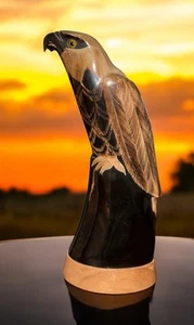 VTG Hand Carved Buffalo Horn Eagle Hawk Bird Made in USA Statue Figurine READ - Picture 1 of 18