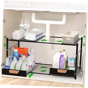 Expandable Kitchen Under Sink Organizers and Storage - Rustproof Bathroom - Picture 1 of 7
