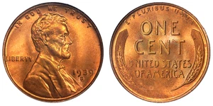 Alter Seifenkistenhalter 1939-D Lincoln Cent MS66 rot ANACS - Bild 1 von 3