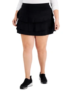ID Ideology Volant-Skort, Größe 2X, erstellt für Macy's - tiefschwarz - Bild 1 von 3