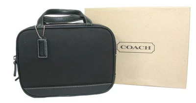 Bolso de mano pequeño Coach HAMPTONS #5460 de cuero de lona negro Foto 1 de 4