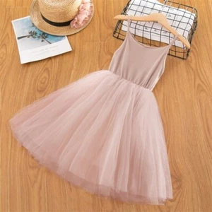 Girls Sequined Princess Dress Kids Sleeveless Tulle Clothes Birthday Party Kids - Picture 1 of 21