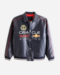 Red Bull Men's Leather Jacket Premium Cowhide Moto Biker Racing Jacket Handmade - Picture 1 of 3