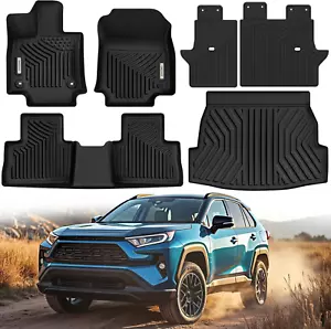 Floor Mats for Toyota RAV4 2025-2019(Include Hybrid) Full Set, TPE All Weather F - Picture 1 of 9