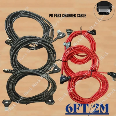 90 Degree Right Angle USB-C to C Cable Charger Type C Cord For iPhone 15 16 Plus - Image 1 of 4