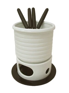 (29434) FONDUE INDIVIDUAL CHOCOLATE QUESO CARNE PORCELANA REDONDA 600ML - Imagen 1 de 1